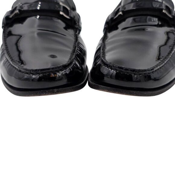 Salvatore Ferragamo Mens 8D Black Patent Leather Gancini Bit Loafers Dress Shoes main image 8